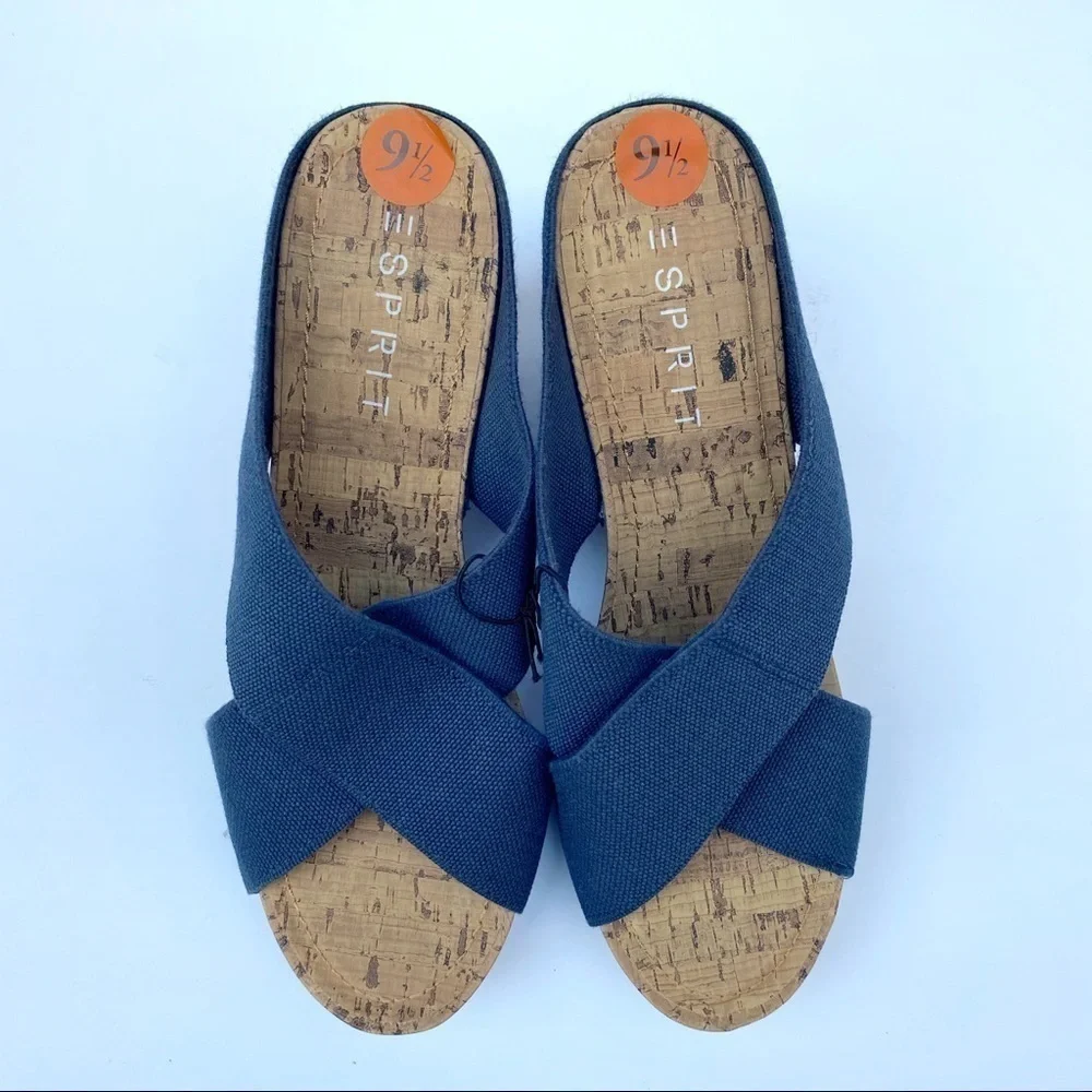 Esprit Crisscross Navy Blue Espadrille Wedge